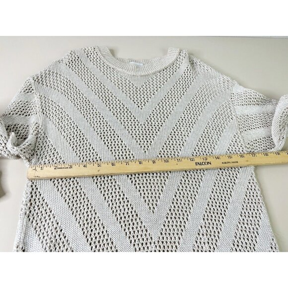 VTG David David Small Open Knit Sweater Dress Chevron USA Tan Neutral EUC - Picture 4 of 7